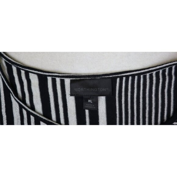 WORTHINGTON - WOMEN'S BLACK & SILVER LIGHT WEIGHT 3/4 SLEEVE SWEATER - XL - Picture 3 of 5
